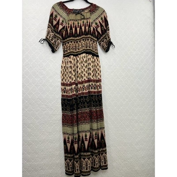 Ana-K Anandas Collection Boho Short Sleeve Maxi Peasant Dress Size Free - Picture 1 of 4